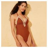 Shade  Shore Pucker Plunge One-Piece Brown L
