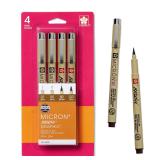 Sakura 4-Piece Pigma Drawing Brush Pen Set Sepia