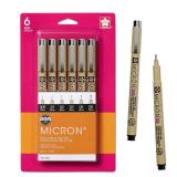 SAKURA Pigma Micron Fineliner Pens 6 Pack Black