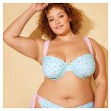 Wild Fable Floral Gingham Bikini Top Blue 16