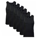 Gildan Mens Tank Undershirts Large 6-Pack Black