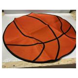 Basketball Themed Round Area Rug Non-Slip Backing