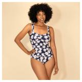 Lands End Womens Small Shirred One Piece Swimsuit