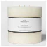 6" X 6" 3-Wick Pillar Candle Soft Cotton White