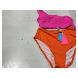 Yonique Womens Two Piece Bikini Set Pink Orange