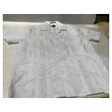 Omega Fashion Mens White Guayabera Shirt Size L