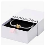 PANDORA 6.3" Heart Clasp Snake Chain Bracelet