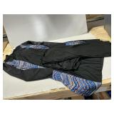 Womens Modest Swimwear Set Black Blue Pattern