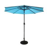 9 Ft. Steel Market Solar Lighted 8 Rib Round Patio