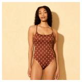 Shade  Shore Brown Solar One-Piece Swimsuit XS