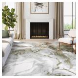 Abani Abstract Grey Green Washable Area Rug 8
