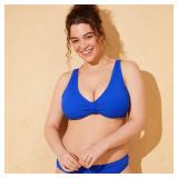 Shade  Shore Ribbed Bralette Bikini Top DDD Blue