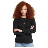Hanes Womens Long Sleeve Crewneck Tee Ebony Large