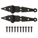 8 in. Black Heavy Duty Strap Hinges (2-Pack)