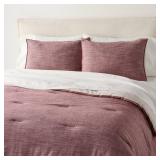 3pc King Reversible Duvet Cover Set Burgundy