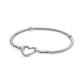 Pandora 7.1 Heart Clasp Snake Chain Bracelet