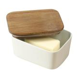 Gibson Home Ceramic Butter Dish with Acacia Lid