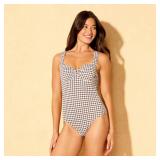 Shade Shore Houndstooth One Piece Swimsuit Brown M