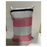 Pink and White Striped Zippered Storage Bag