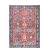 Everwash Washable Area Rug 78 x 114 Red-Blue