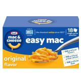 Kraft Mac Cheese Easy Mac 38.7oz 18pk Pouches