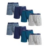 Izod Mens Boxer Shorts 8 Pack Large BlueGrey