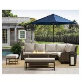 Lewiston 7-Piece Woven Sectional with Fire Pit
