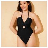 Shade Shore Plunge One Piece Swimsuit Black L