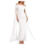 Mayfasey Off Shoulder Cape Bodycon Dress White...