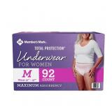 Womens Incontinence Underwear Medium 92ct