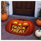 Halloween Pumpkin Trick or Treat Door Mat Orange