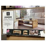 Briggs Collection Burl Wood Coffee Table 48x24x18