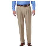 Haggar Classic Fit Pleated Dress Pants 38x32 Khaki