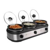 Tru Triple Buffet Server 3x2.5 Quart BlackSilver