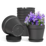 Wsmksz 4 Inch Plastic Plant Pots 8 Pack Black