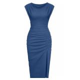Ihot Ruched Wrap Bodycon Cocktail Dress Grey...