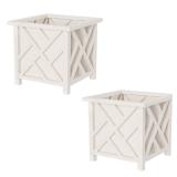 Pure Garden 14.75 Square Outdoor Planters White