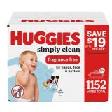 Huggies Simply Clean Unscented Baby Wipes 18pk