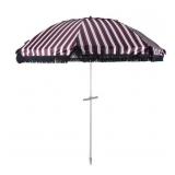 Nautical Beach Umbrella With Fringe
