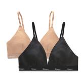 Hanes Womens Triangle Bralette 2-Pack Small Black