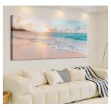 Okexckk Beach Canvas Wall Art 24x48 Seascape Print