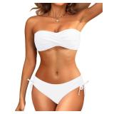 Tempt Me Strapless Bandeau Bikini Set White Medium