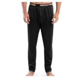 Realtree Mens Fleece Thermal Bottoms Pitch Black L