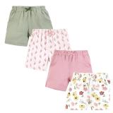 Hudson Baby Shorts Bundle 4-Pack Soft Floral 3T