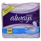 Always Regular Thin Pantiliners 120ct 2pk
