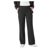 Womens Travel Wide Leg Pants Black X-Large