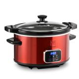 Toastmaster 4-Quart Digital Slow Cooker Red