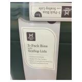 Storage Bins With Scallop Lids 3pk Dark Green
