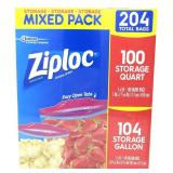 Ziploc Gallon Quart Storage Bags 204ct