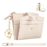 TSNSOEEO RFID Keychain Wallet Wristlet Beige